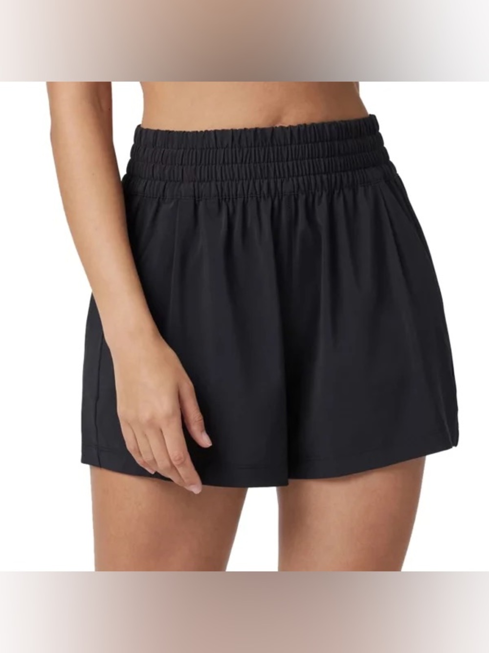 Vuori Black Smocked-Waist Athletic Shorts